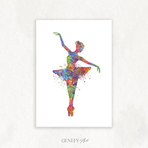 Ballerina Watercolor Art Print  - Ballerina Dancer Print - Ballet Dancing Print - Gift for Her - Nursery Wall Decor