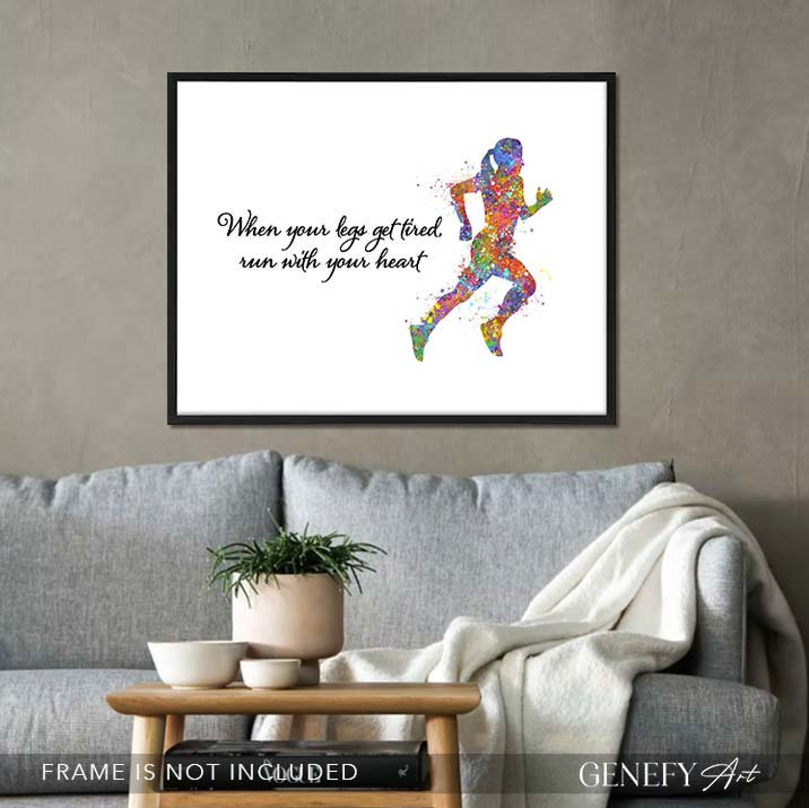 Female Runner Quote Watercolor Print Runner Woman Poster - Etsy