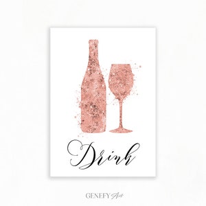 Pink Drink Aquarell Druck: Wandkunst für die Küche