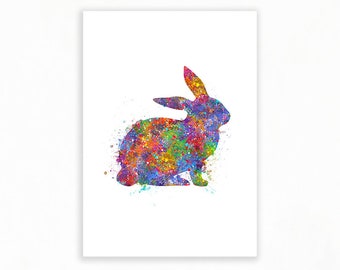 Rabbit Watercolour Poster - Rabbit Prints - Rabbit Poster - Gift for Her - Anniversary Gift Ideas  - Housewarming Gift