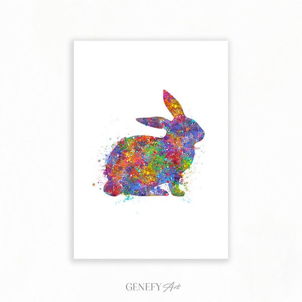 Rabbit Watercolour Poster - Rabbit Prints - Rabbit Poster - Gift for Her - Anniversary Gift Ideas  - Housewarming Gift