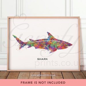 Shark Watercolor Art Print - Shark Watercolor Print - Shark Print - Shark Poster - Shark Portrait - Sea Animal Print