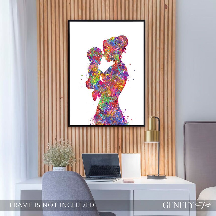 Mother and Son Watercolor Art Print Motherhood Watercolor - Etsy