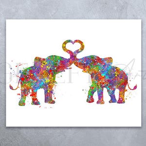 Elefant Aquarell Art Print - Elefant Aquarell Art Print - Elefantenpaar Drucke - Hochzeitstag - Geschenk für Paar