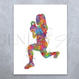 Kettlebell Workout Art Print: Female Training Watercolor Poster