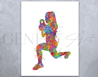Kettlebell Workout Art Print: Female Training Watercolor Poster