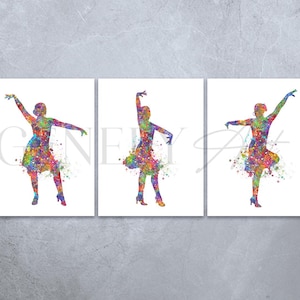 Salsa Dancing Watercolor Art Print  - Set of 3 - Dancing Watercolor Poster - Salsa Dance Art - Dancing Wall Decor - Gift for Dancers