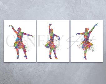 Salsa Dancing Watercolor Art Print - Set of 3