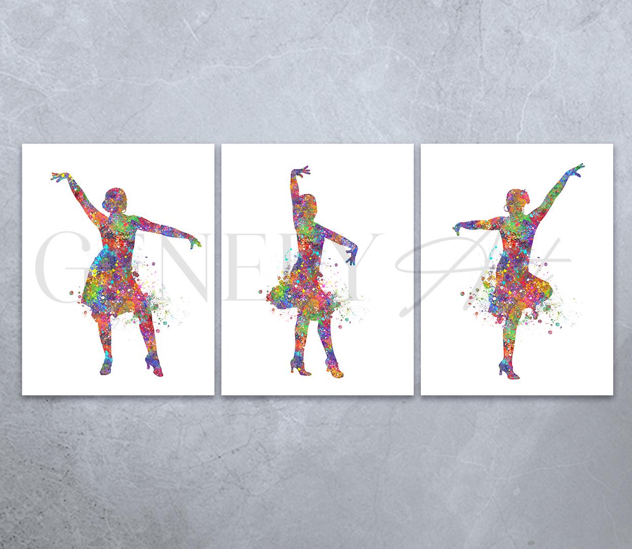 サルサダンスの水彩画アートプリント - 3枚セット - Etsy 日本