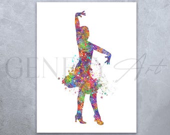 Salsa Dancing Watercolor Art Print: Colorful Dance Poster