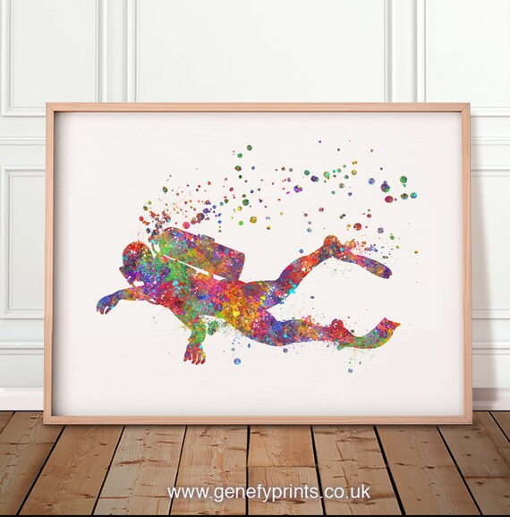 Scuba Diving Gift for Scuba Diving Wall Art Scuba Art Scuba Decor Scuba Poster Scuba Diving Patent Scuba Diving Blueprint WB246