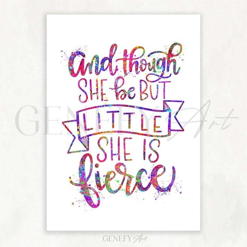 And Though She Be But Little She Is Fierce Quote Print Shakespeare Quote Print Nursery Wall Print Nursery Wall Art Nursery Decor image 1