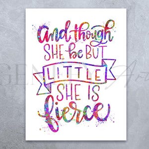 And Though She Be But Little She Is Fierce Quote Print - Shakespeare Quote Print - Nursery Wall Print - Nursery Wall Art - Nursery Decor