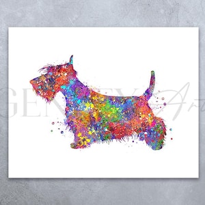 Scottish Terrier Watercolour Art Print  - Terrier Prints - Terrier Poster - Terrier Watercolour Art- Terrier Gift Ideas - Terrier Wall Art
