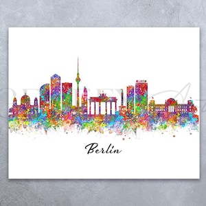 Berlin Skyline Watercolour Art Print - Berlin Cityscape Print - Berlin Skyline Print - Berlin Skyline Wall Decor - Housewarming Gift