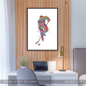 Ice Hockey Player Wall Art Ice Hockey Player Watercolor Print Winter Sports Watercolor Art Gift for Him Ice Hockey Gift image 7