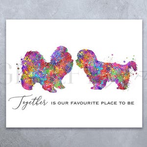 Shih Tzu Couple Watercolour Art Print - Shih Tzu Poster - Shih Tzu Prints - Shih Tzu Portrait - Shih Tzu Gift Ideas