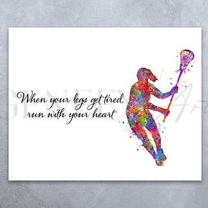 Lacrosse Watercolour Art Print: Motivational Quote, Gift for Daughter