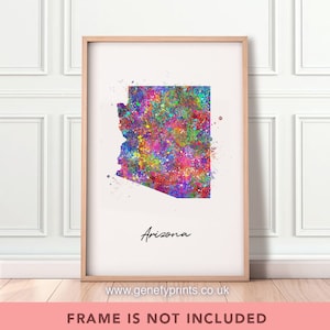 Arizona State Map Print - I Love Arizona Art - Arizona Map Art - Arizona State Map Watercolour Art