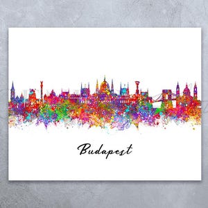 Budapest Skyline Watercolour Print - Budapest Skyline Wall Decor - Budapest Cityscape Watercolour Print - Budapest Skyline Print