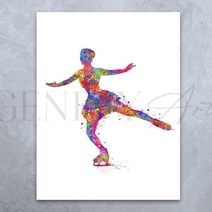 Ice Dance Watercolour Print: Figure Skating Art Poster