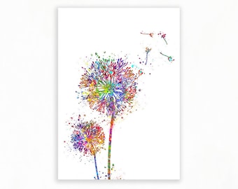 Dandelion Watercolour Art Print - Dandelion Wall Art - Nature Wall Art - Kitchen Wall Art - Living Room Decor - Dandelion Prints