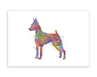 Miniature Pinscher Watercolor Art Print: Dog Portrait