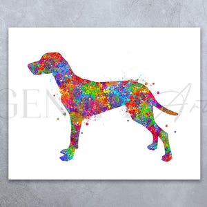 Vizsla Aquarell Kunstdruck ungarisch: Bunter Hundeportrait