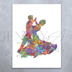 Paar tanzendes Aquarell Art Print - Tanzendes Paar Poster - Salsa Tanz Kunst - Tanzende Wanddekoration - Tanzende Drucke - Salsa Tanzender Druck