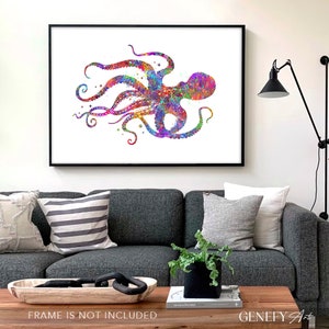 Octopus Watercolour Art Print Octopus Abstract Art Octopus Prints Octopus Poster Sea Life Poster Sea Life Watercolour image 5