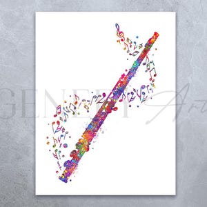 Flute Watercolour Art Print - Music Flute Instrument Watercolour Art - Flute Print - Flute Poster - Music Studio Decor - FluteArtwork