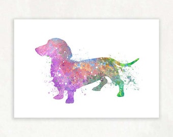 Dachshund Watercolour Art Print - Dachshund Prints - Dachshund Portrait - Gift for Dog Lovers - Housewarming Gift