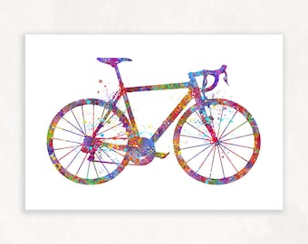 Road Bike Watercolour Art Print - Road Bike Watercolour Art - Cyclist Gift - Bike Wall Decor - Bicycle Decor - Bicycle Art