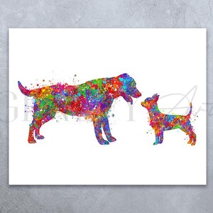 Labrador and Chihuahua Watercolour Art Print  - Labrador and Chihuahua Portrait Print - Labrador Gift - Valentines Day Gift - Dog Lover Gift