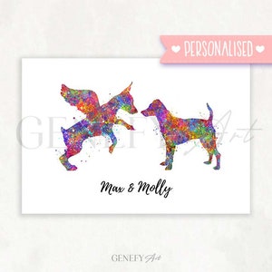 Personalised Miniature Pinscher Watercolor Art Print - Miniature Pinscher Prints , Gift for Dog Lover, Gift for Her, Dog Wall Art