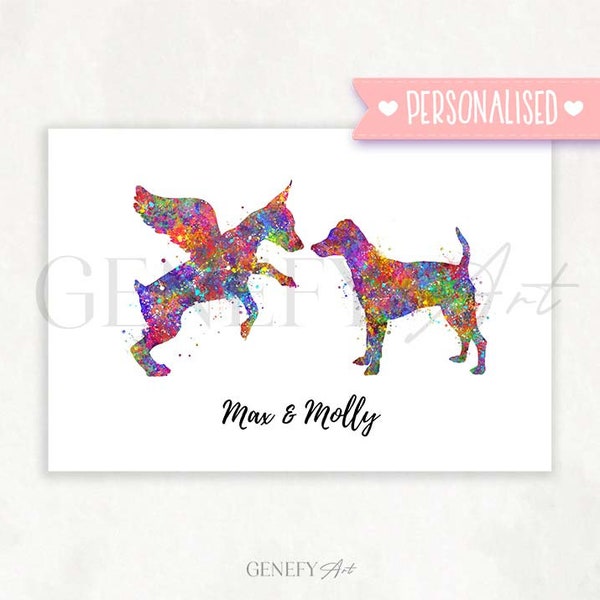 Personalisierter Miniatur Pinscher Aquarell Kunstdruck - Miniatur Pinscher Prints , Geschenk für Hundeliebhaber, Geschenk für Sie, HundeWandkunst