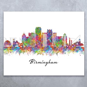 Birmingham Skyline Watercolour Art Print - Birmingham Cityscape Print - Birmingham Skyline Print - Birmingham Skyline Wall Decor