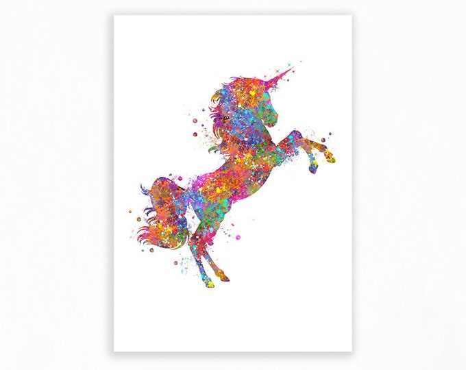 Unicorn Watercolor Art Print - Unicorn Portrait - Unicorn Poster - Unicorn Wall Decor - Unicorn Decoration Ideas - Unicorn Wall Art