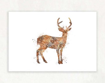 Deer Watercolour Art Print - Deer Abstract Print - Deer Print - Deer Poster - Deer Artwork - Vibrant Deer Watercolour - Housewarming Gift