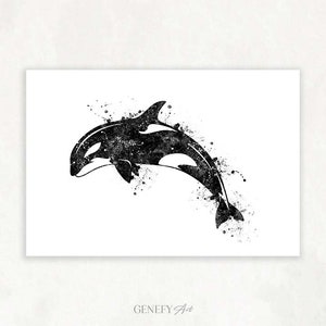 Orca Sea Animal Watercoluor Art Print - Killer Whale Abstract Art - Killer Whale Prints - House Warming Gift