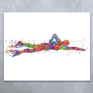 Swimming Watercolour Art Print - Swimming Poster - Swimming Watercolour Print - Water Sports Print - Swimming Poster