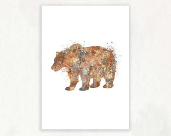 Bear Watercolour Art Print - Bear Print - Bear Portrait - Bear Poster - Wildlife Poster - Wildlife Print - Housewarming Gift