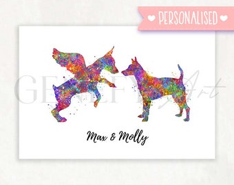 Personalized Miniature Pinscher Watercolor Art Print: Dog Lover Gift