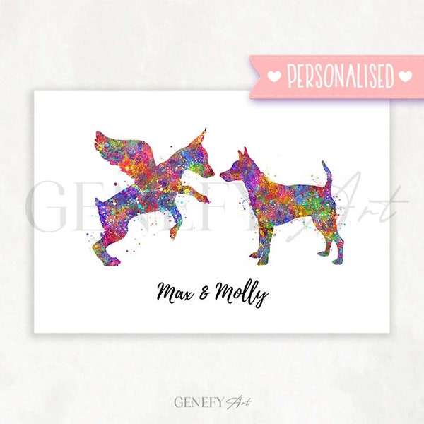Personalisierter Miniatur Pinscher Aquarell Kunstdruck - Miniatur Pinscher Prints , Geschenk für Hundeliebhaber, Geschenk für Sie, HundeWandkunst