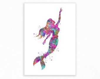 Mermaid Watercolour Art Print - Mermaid Watercolour Poster - Mermaid Art - Mermaid Gift Ideas - Mermaid Decor - Gift for Her