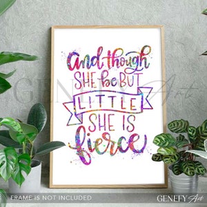 And Though She Be But Little She Is Fierce Quote Print Shakespeare Quote Print Nursery Wall Print Nursery Wall Art Nursery Decor image 4