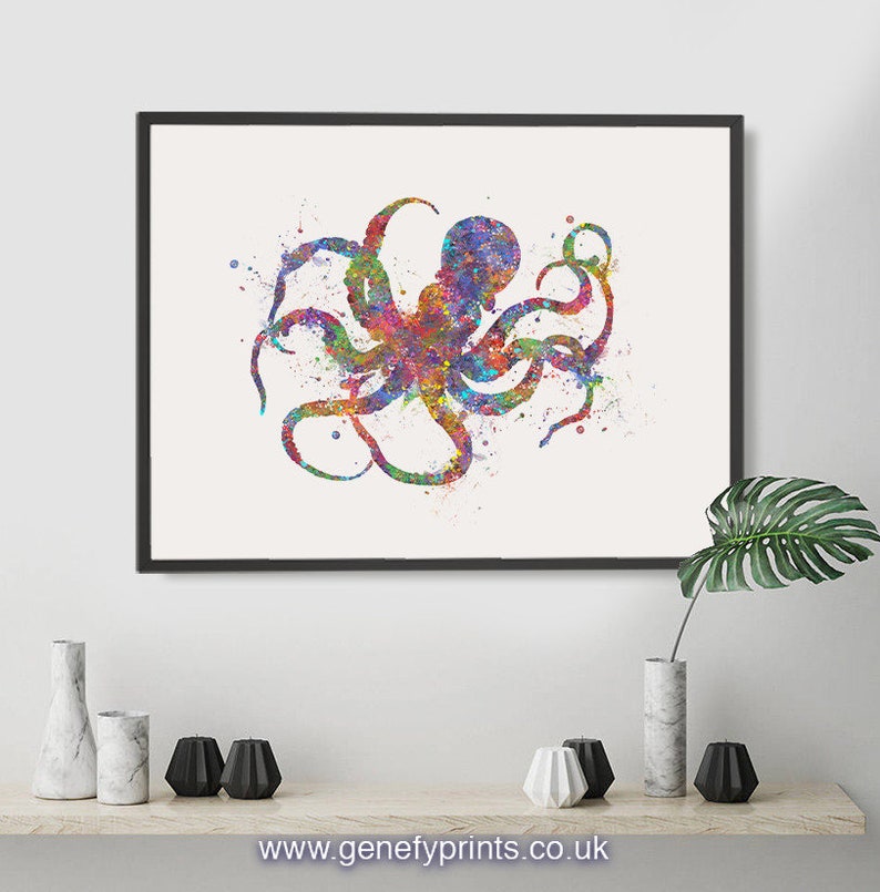 Octopus Watercolour Art Print Octopus Abstract Art Octopus | Etsy