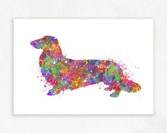 Longhaired Dachshund Watercolor Art Print - Dachshund Portrait - Dachshund Prints - Gift for Dog Lover - Gift for Her - Dog Gift Ideas