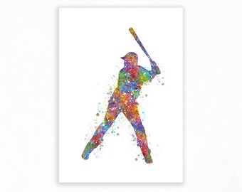 Baseball Watercolor Art Print - Baseball Sport Watercolor Art - Baseball Player Prints - Baseball Player Poster - Baseball Sports Poster