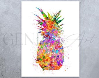 Pineapple Watercolor Print - Kitchen Prints - Pineapple Prints - Kitchen Decor - Kitchen Wall Art - House Warming Gift